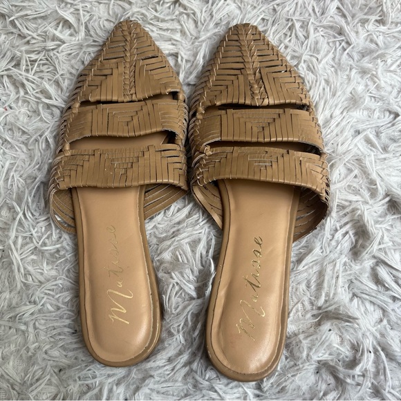 ANTHROPOLOGIE MATISSE WOVEN EAST END SLIDES SLIP ON MULES SZ 9 NEUTRAL - Picture 9 of 16